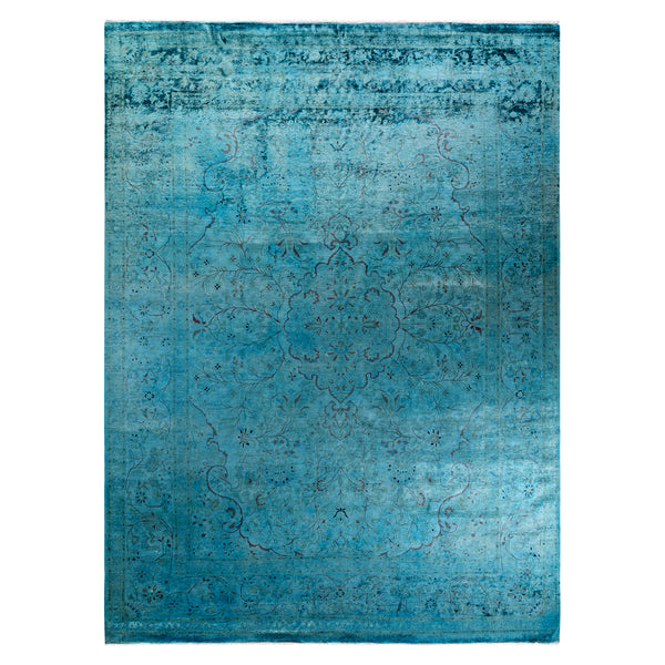 Blue Overdyed Wool Rug - 9'1" x 12'2"