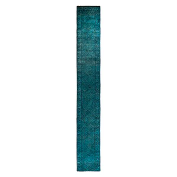 Blue Overdyed Wool Rug - 2'6" x 20'7"