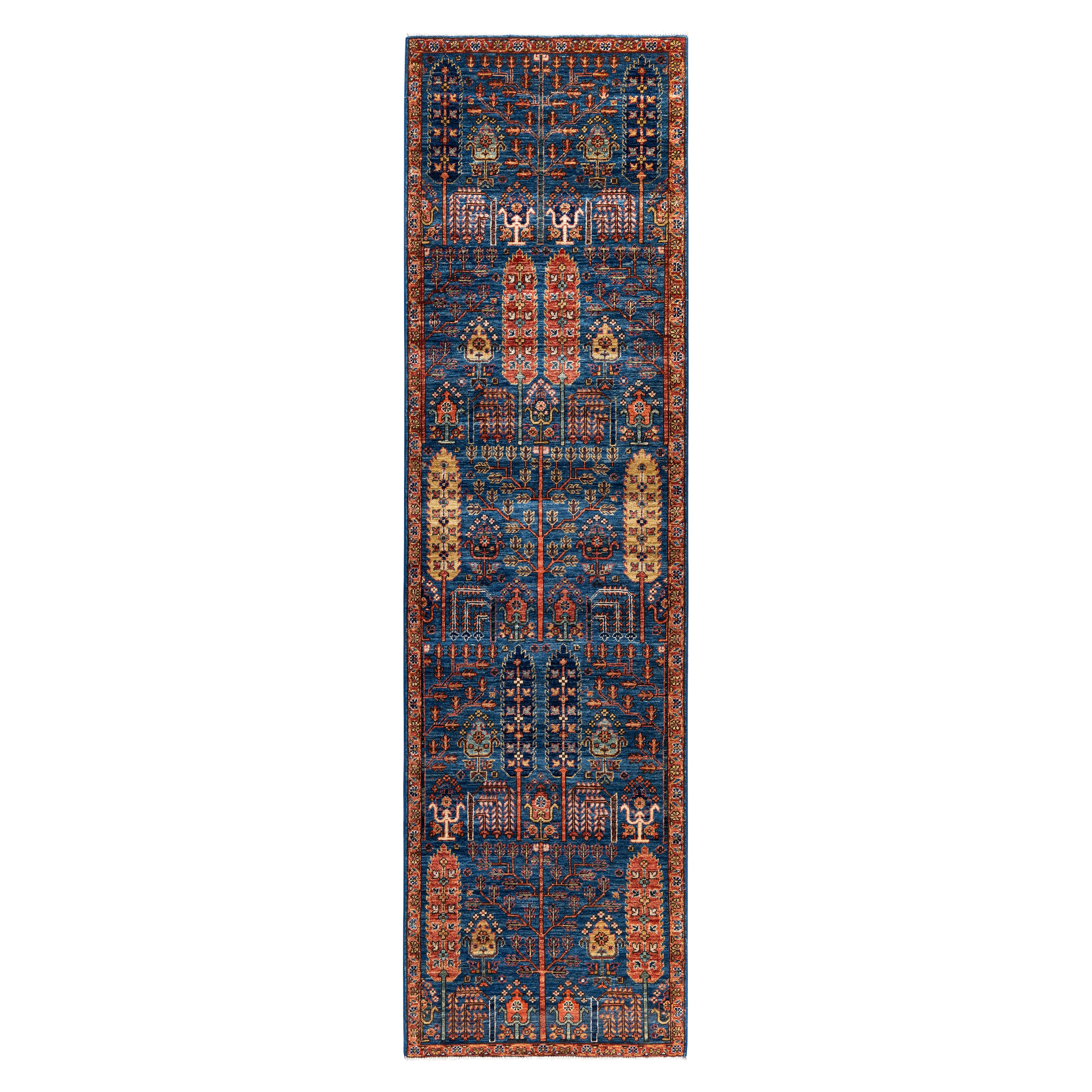 Blue Traditional Serapi Wool Rug - 2'9" x 9'10"