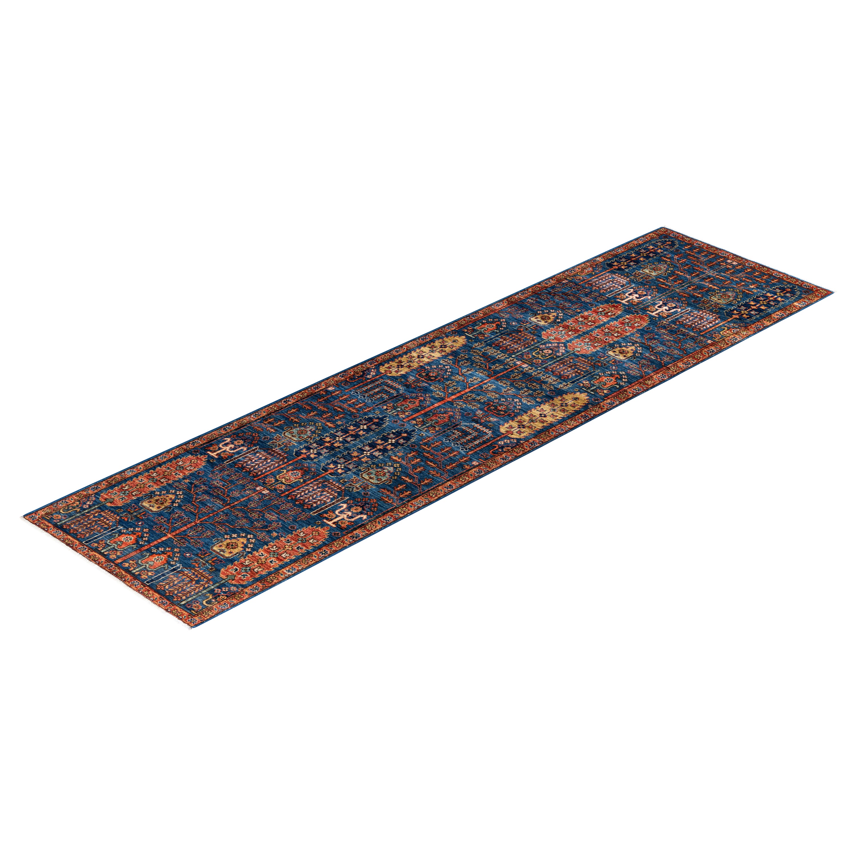 Blue Traditional Serapi Wool Rug - 2'9" x 9'10"