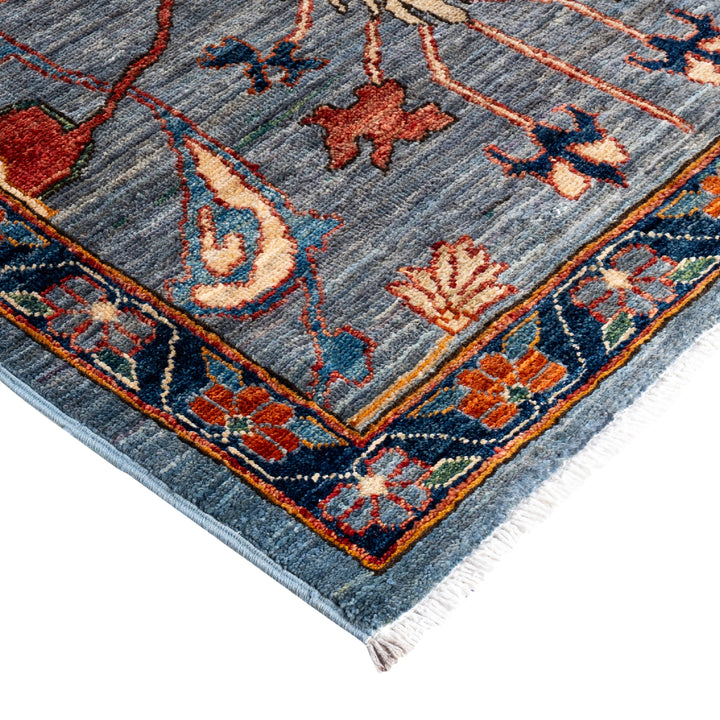 Light Blue Traditional Serapi Wool Rug - 8'11" x 11'9"