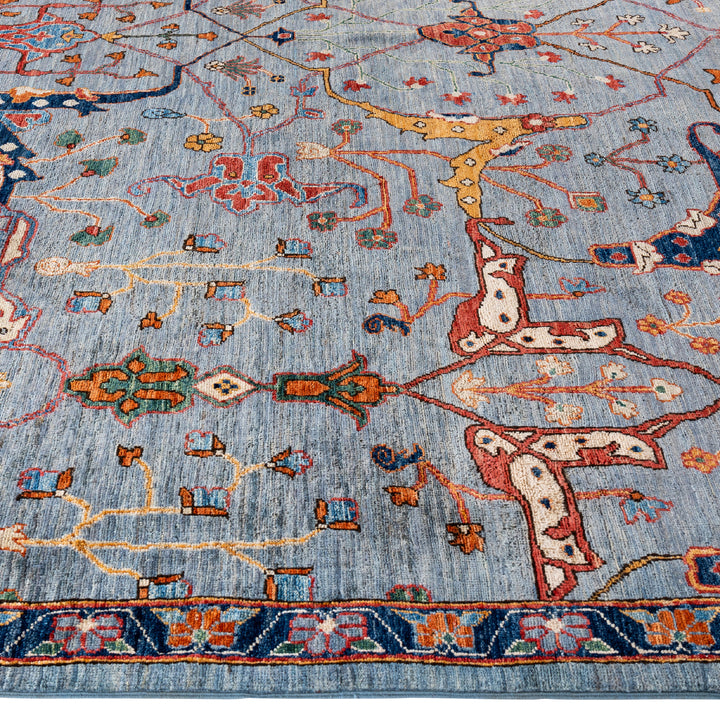 Light Blue Traditional Serapi Wool Rug - 8'11" x 11'9"