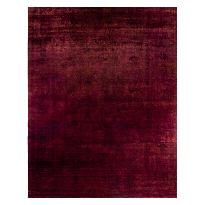 Red Overdyed Wool Rug - 12'3" x 15'