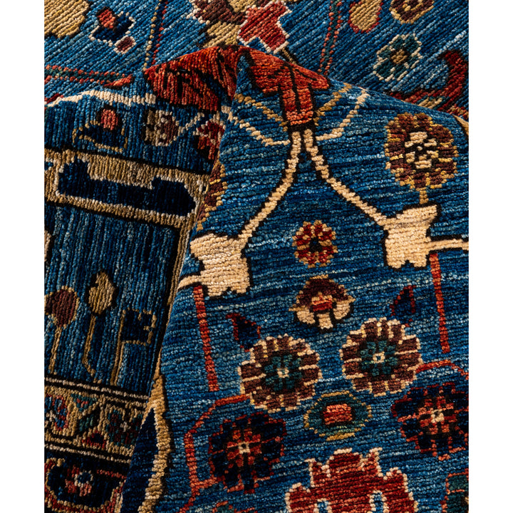 Light Blue Traditional Serapi Wool Rug - 9' x 11'11"