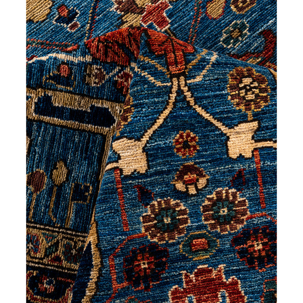 Light Blue Traditional Serapi Wool Rug - 9' x 11'11"