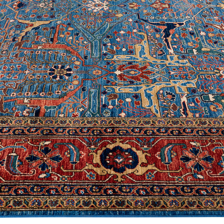 Light Blue Traditional Serapi Wool Rug - 9' x 11'11"
