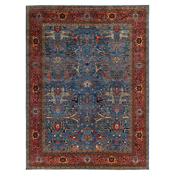 Light Blue Traditional Serapi Wool Rug - 9' x 11'11"