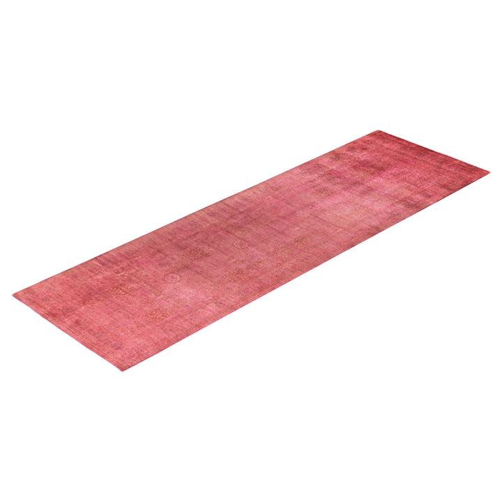 Pink Overdyed Wool Rug - 4'1" x 13'1"