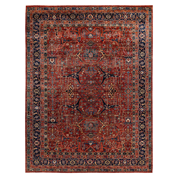 Red Traditional Serapi Wool Rug - 8'10" x 11'8"