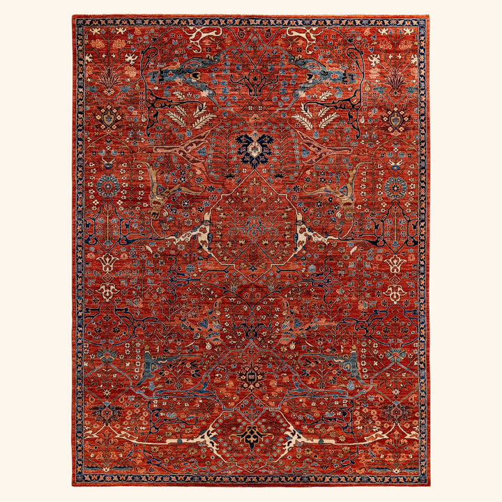 Orange Traditional Serapi Wool Rug - 9' x 12'
