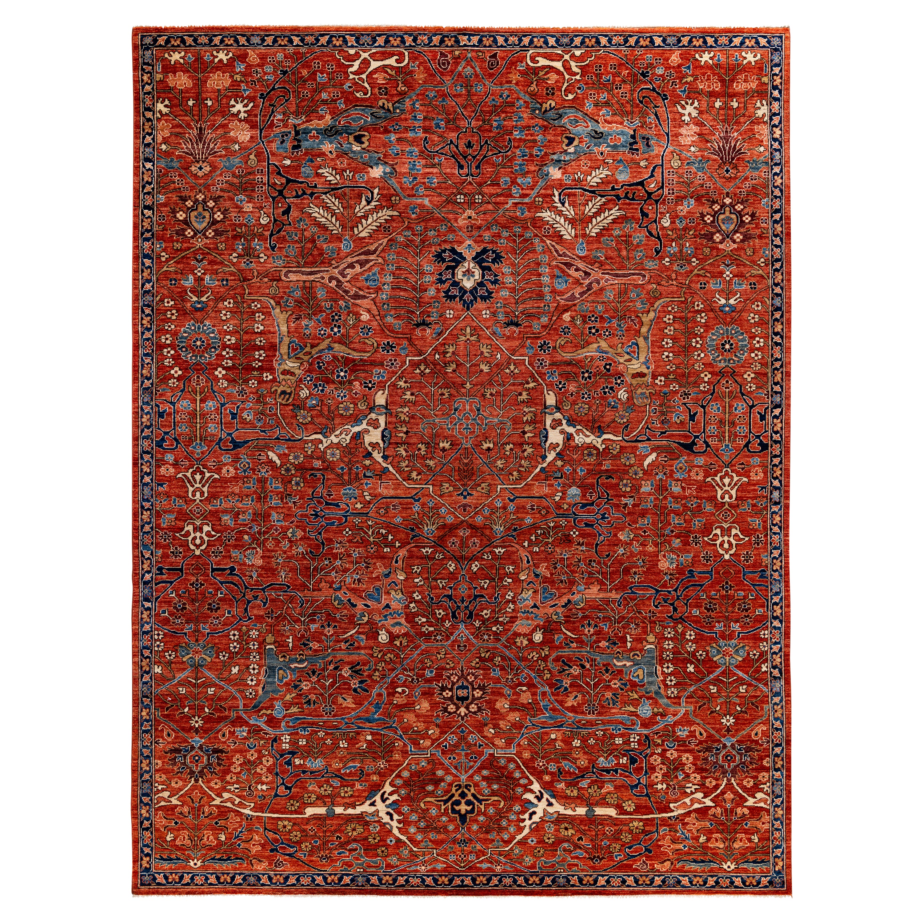 Orange Traditional Serapi Wool Rug - 9' x 12'