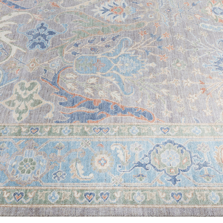 Grey  Traditional Oushak Wool Rug - 7'11" x 9'11"