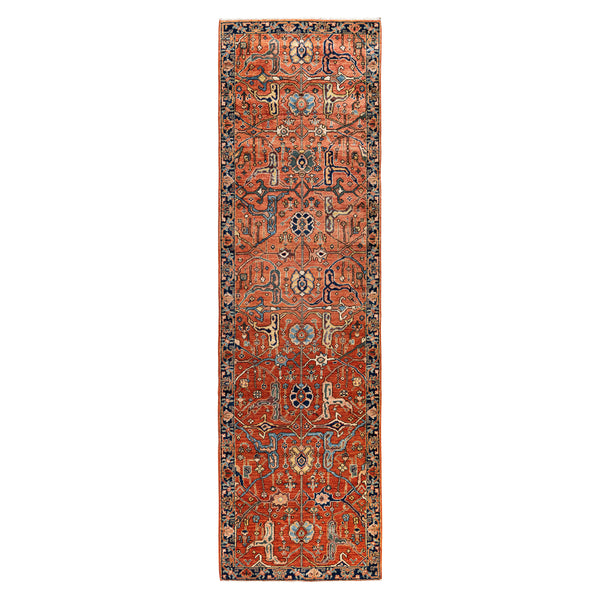 Red Traditional Serapi Wool Rug - 2'9" x 9'8"