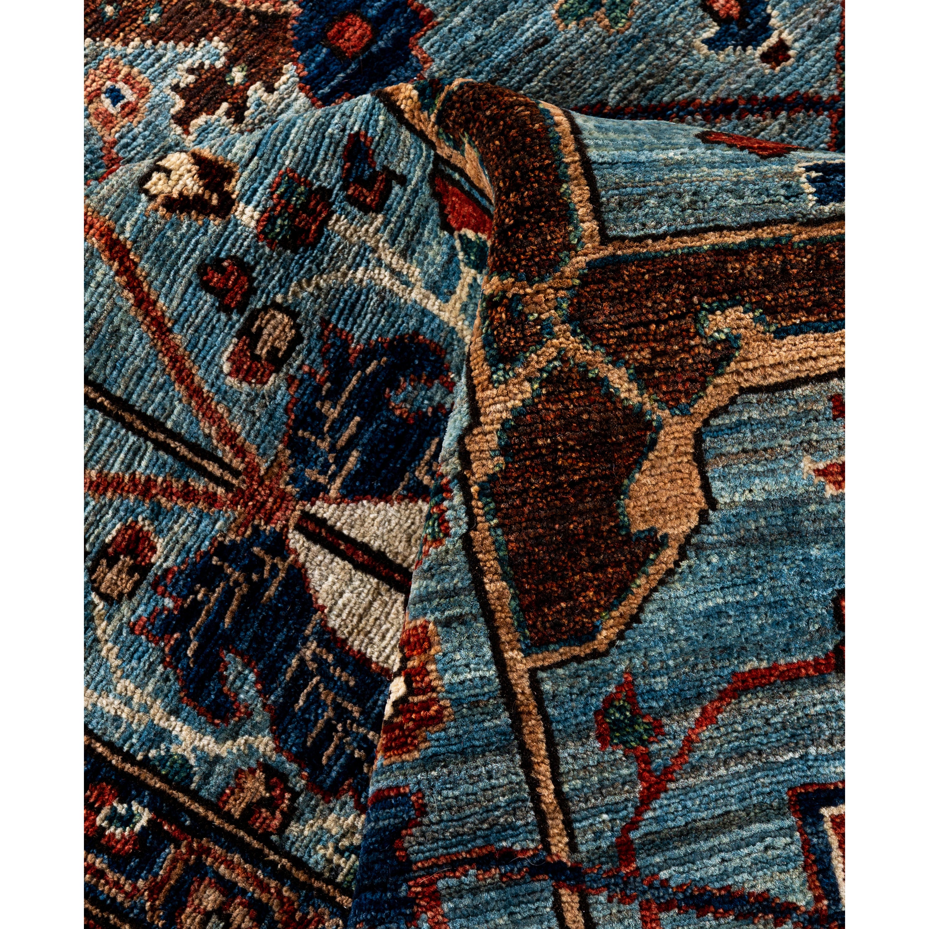 Light Blue Traditional Serapi Wool Rug - 8'3" x 9'10"