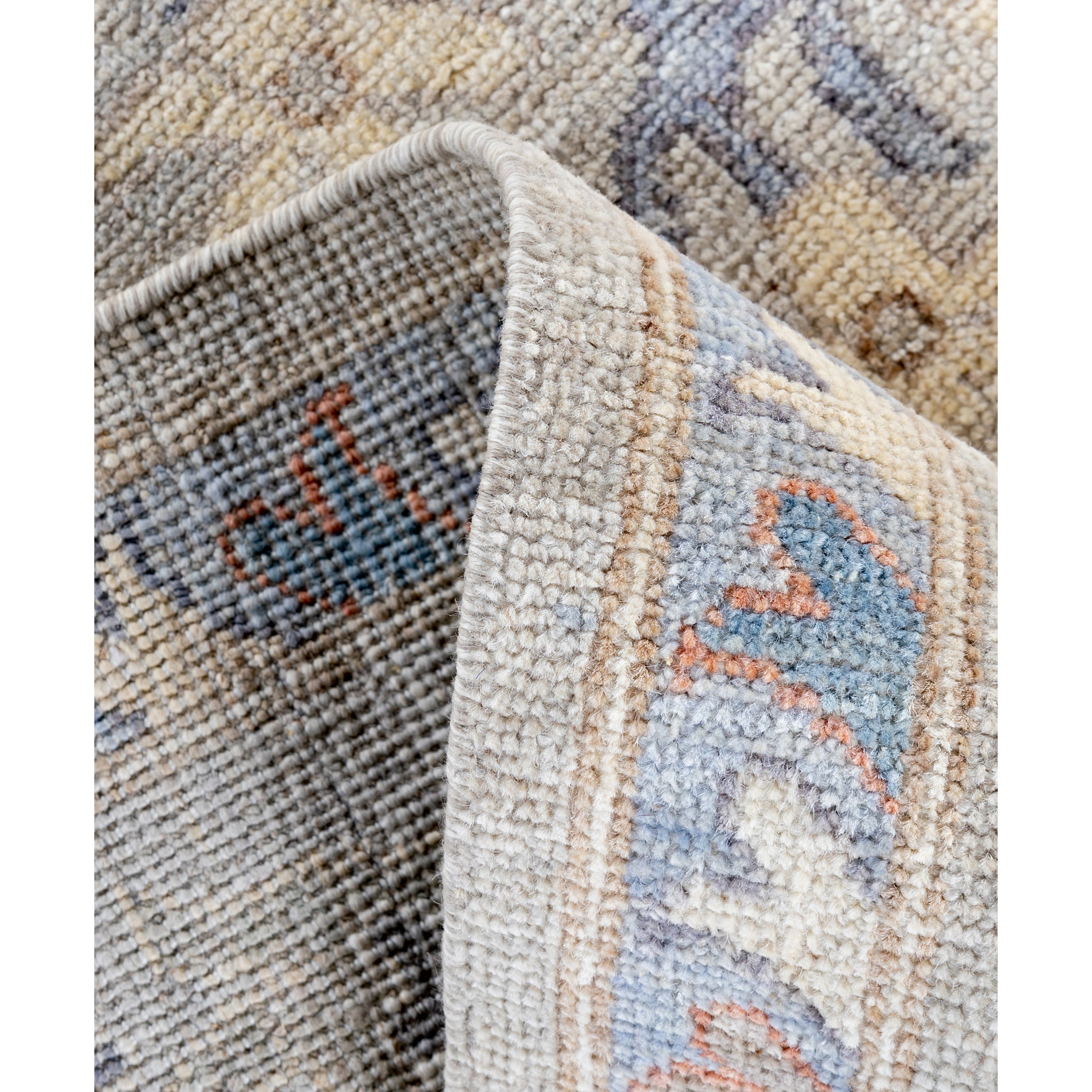 Light Grey Traditional Oushak Wool Rug - 8'1" x 10'