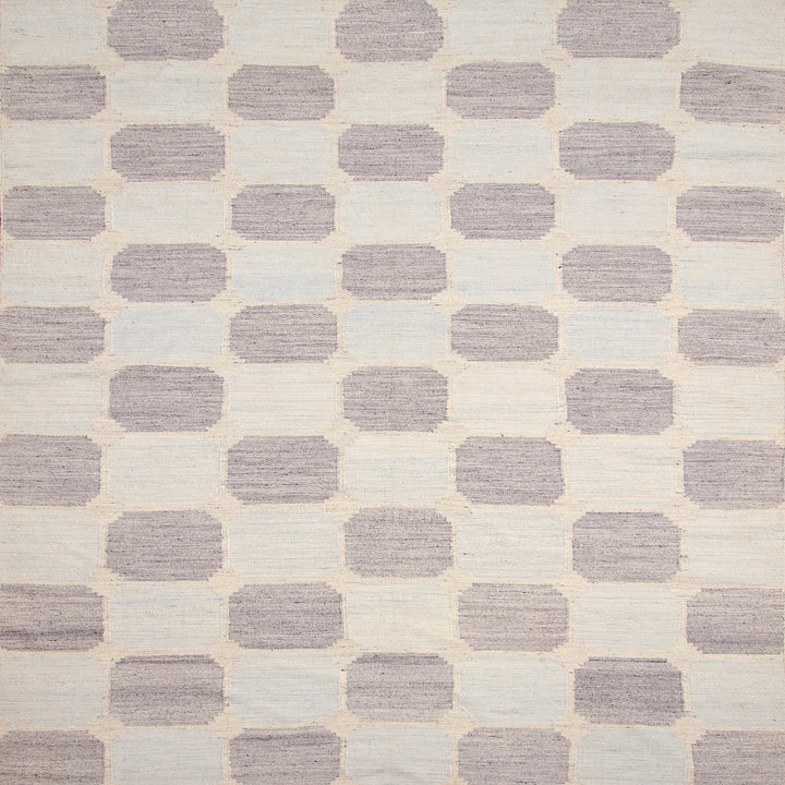 Blue Swedish Inspired Flatweave Art Silk Rug - 6' x 9'