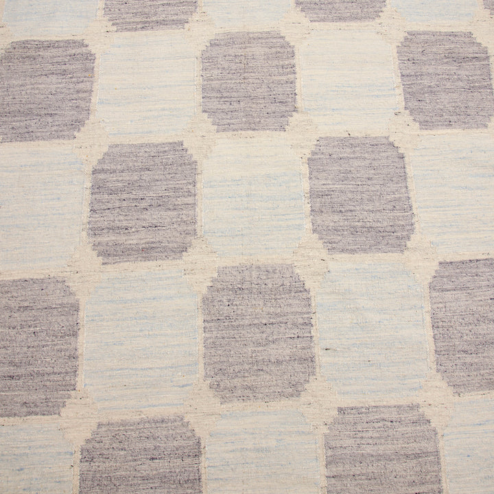 Blue Swedish Inspired Flatweave Art Silk Rug - 6' x 9'