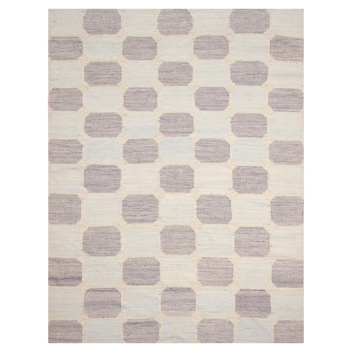 Blue Swedish Inspired Flatweave Art Silk Rug - 6' x 9'