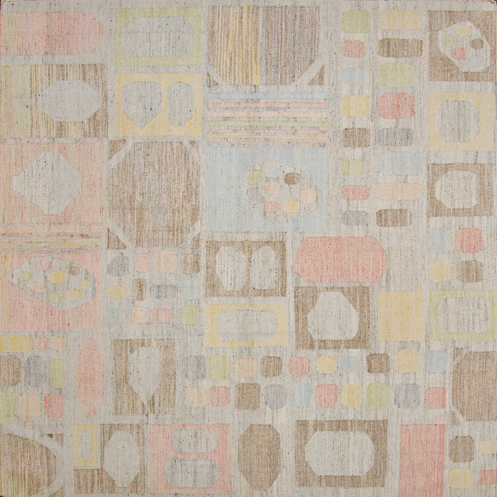 Multicolored Swedish Inspired Flatweave Art Silk Rug - 6' x 9'