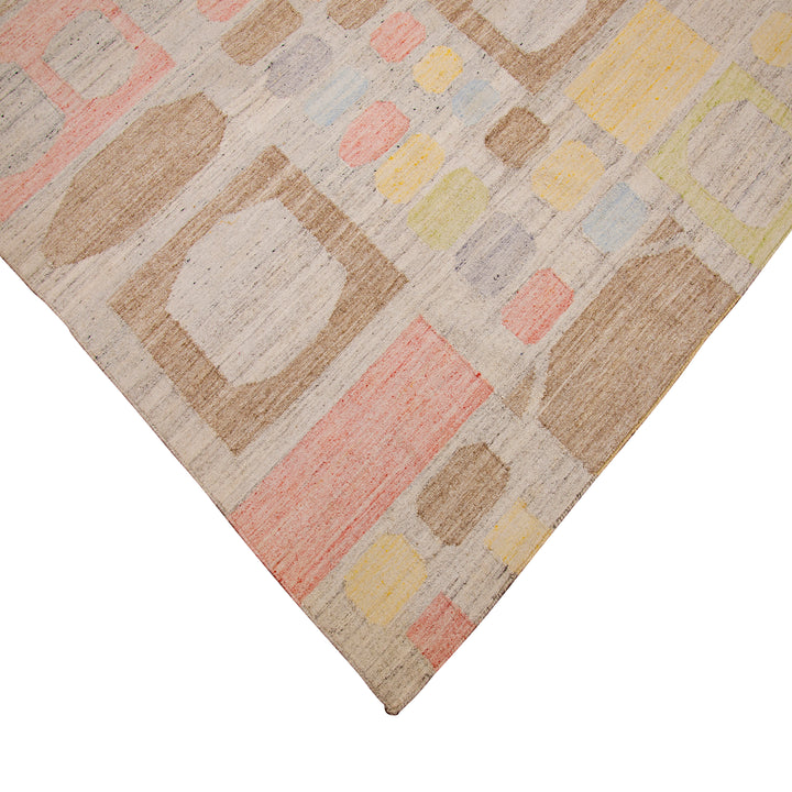 Multicolored Swedish Inspired Flatweave Art Silk Rug - 6' x 9'