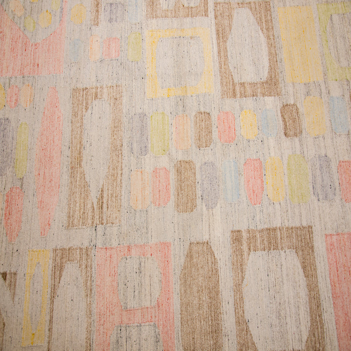 Multicolored Swedish Inspired Flatweave Art Silk Rug - 6' x 9'