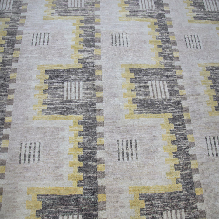 Grey Swedish Inspired Flatweave Art Silk Rug - 9'1" x 12'3"
