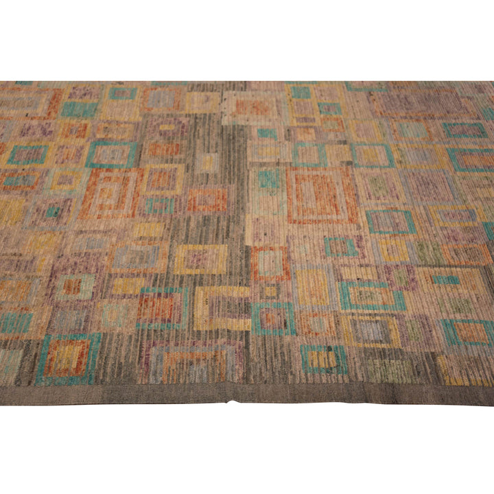 Multicolored Zameen Transitional Wool Rug - 13'7" x 16'1"
