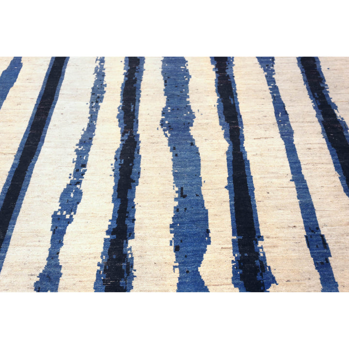 Blue Zameen Transitional Wool Rug - 14'1" x 19'11"