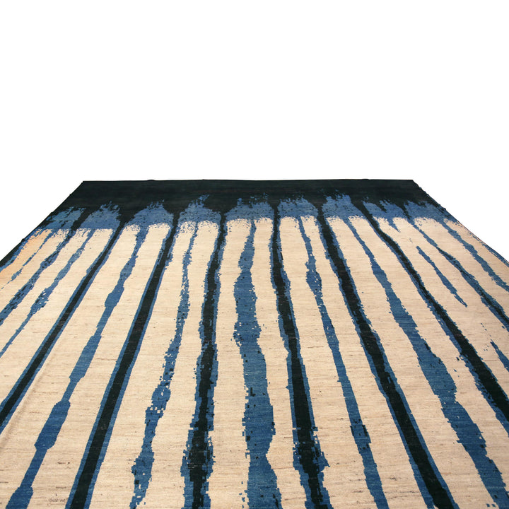 Blue Zameen Transitional Wool Rug - 14'1" x 19'11"