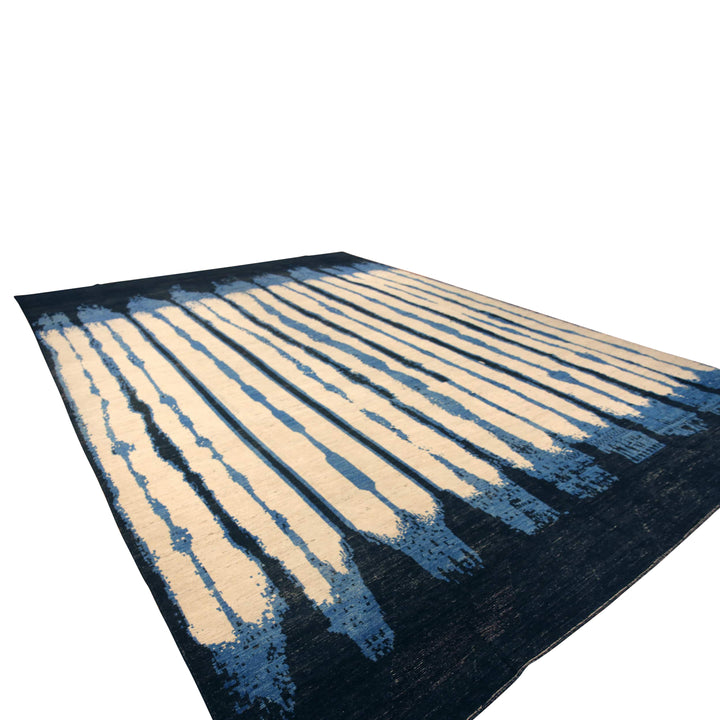 Blue Zameen Transitional Wool Rug - 14'1" x 19'11"