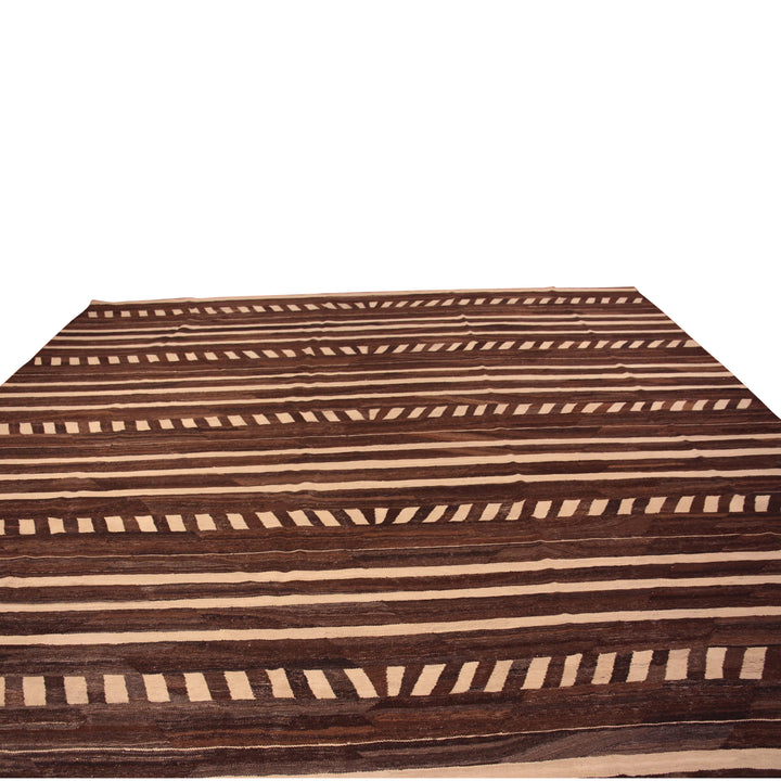 Brown Zameen Transitional Wool Rug - 13'6" x 18'9"