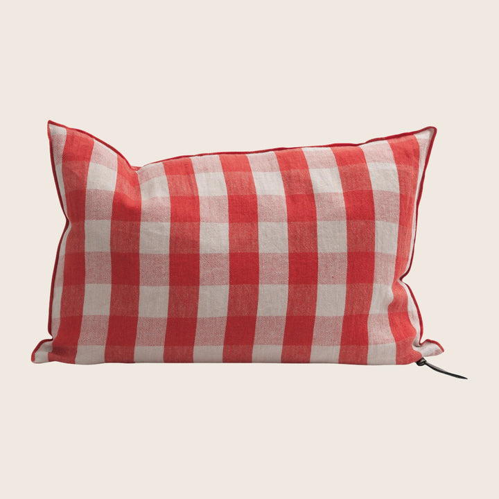 Vichy Cottage Washed Linen Pillow Capucine / 16" x 24"