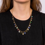 Antique 1900 Yellow Gold Necklace with 21 Precious & Semi-Precious Stones