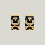 Gold Vintage Onyx Diamond Earrings