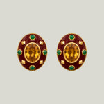 Trianon 2000s Citrine Emerald Carnelian Earrings
