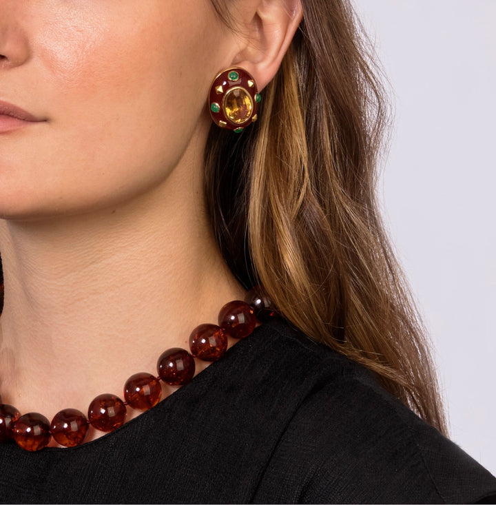 Trianon 2000s Citrine Emerald Carnelian Earrings