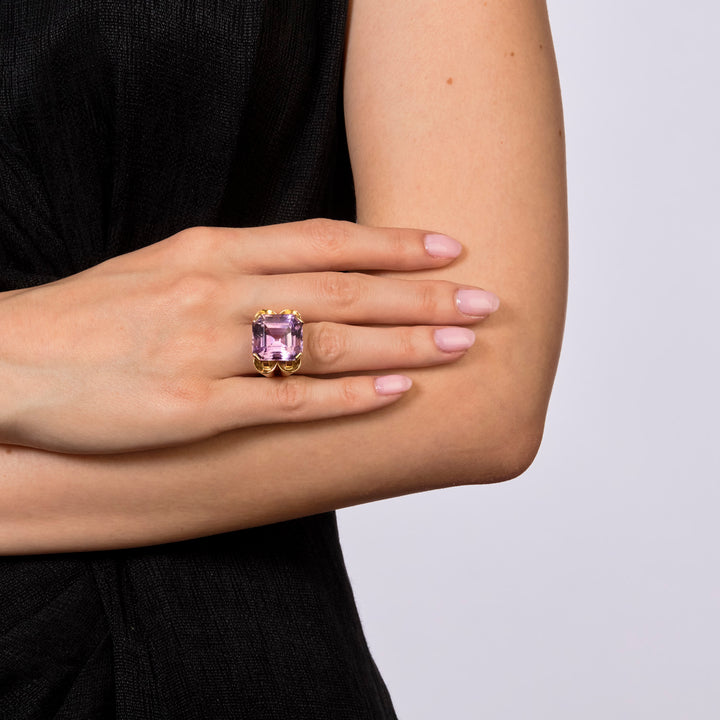 French 18k Yellow Gold Amethyst Ring