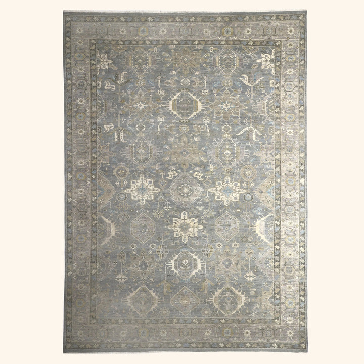 Light Blue Antique Revival Wool Rug - 10' x 14'
