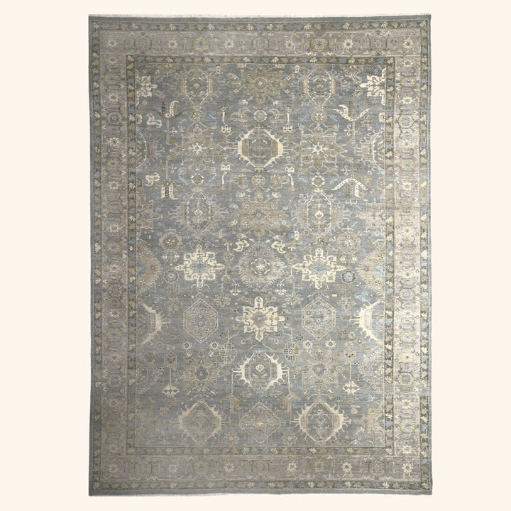 Light Blue Antique Revival Wool Rug - 10' x 14'