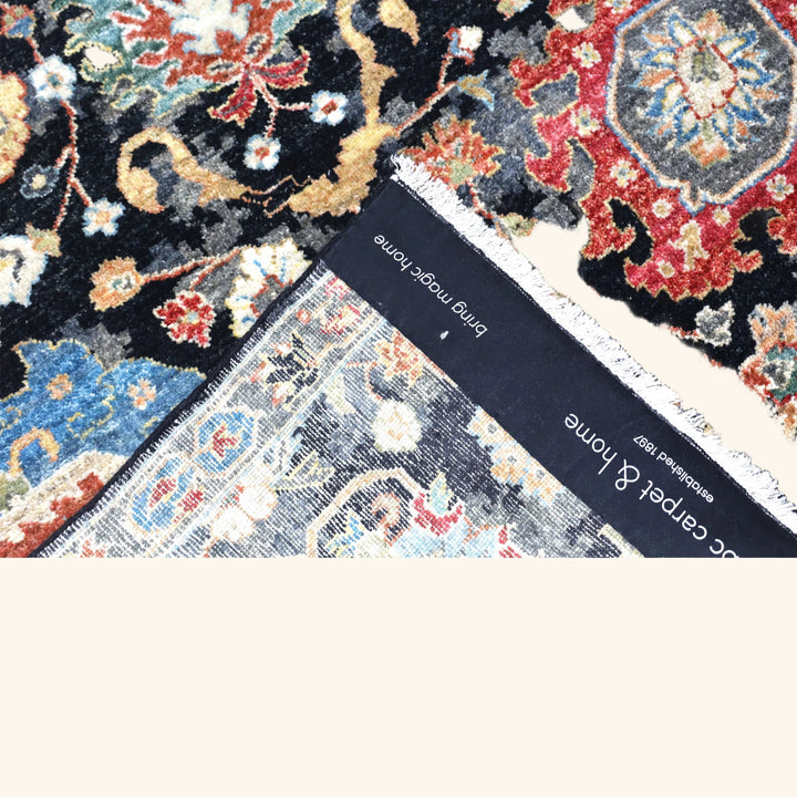 Black Antique Revival Wool Rug - 4' x 6'