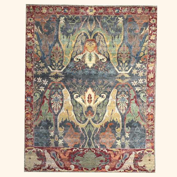 Red Transitional Wool Rug - 9' x 12'