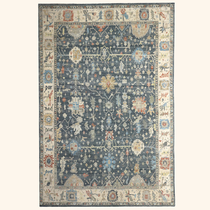 Navy Antique Revival Wool Rug 9x12