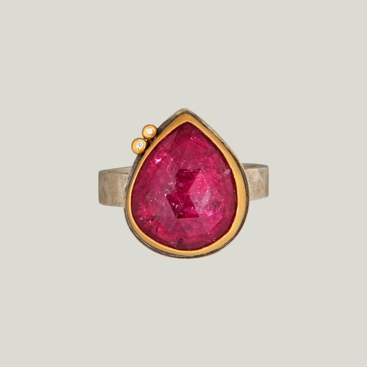 Rosecut Teardrop Pink Tourmaline Ring