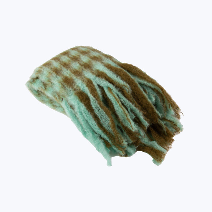 Mohair Herringbone Throw Aqua/Green