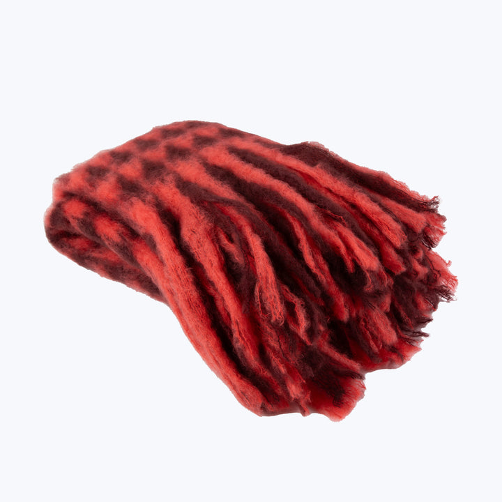 Mohair Herringbone Throw Coral/Garnet