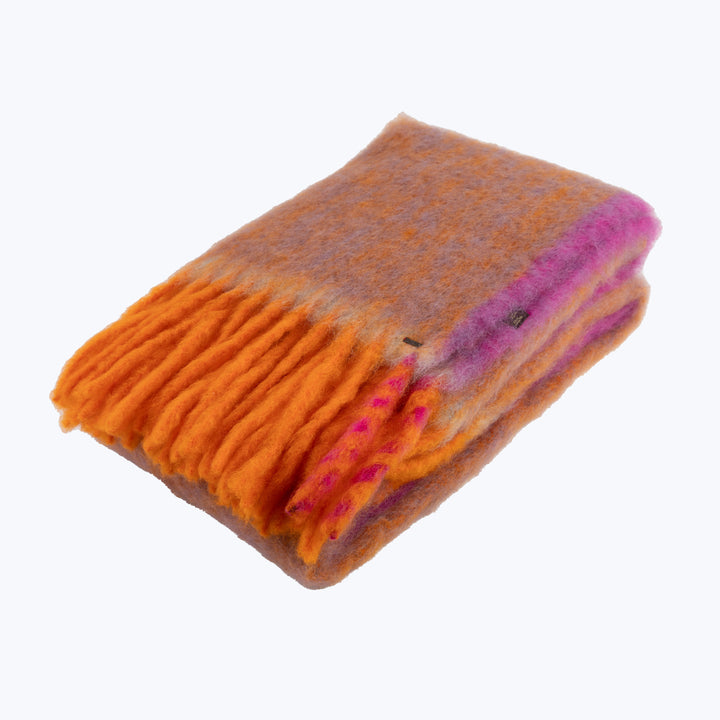 Mohair Twist Frame Throw Fucsia/ Orange