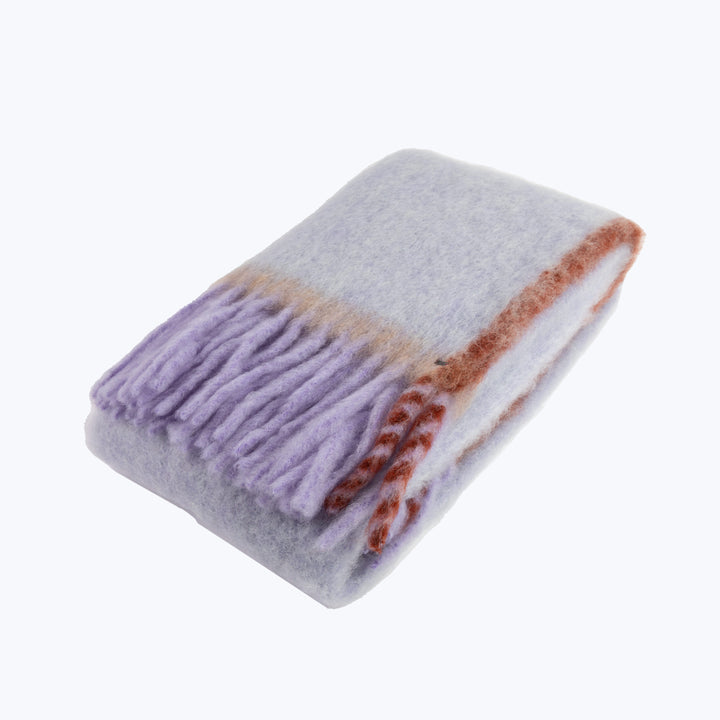 Mohair Twist Frame Throw Lilac/ Brown
