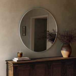Bellvue Round Mirror Shiny Steel - hover