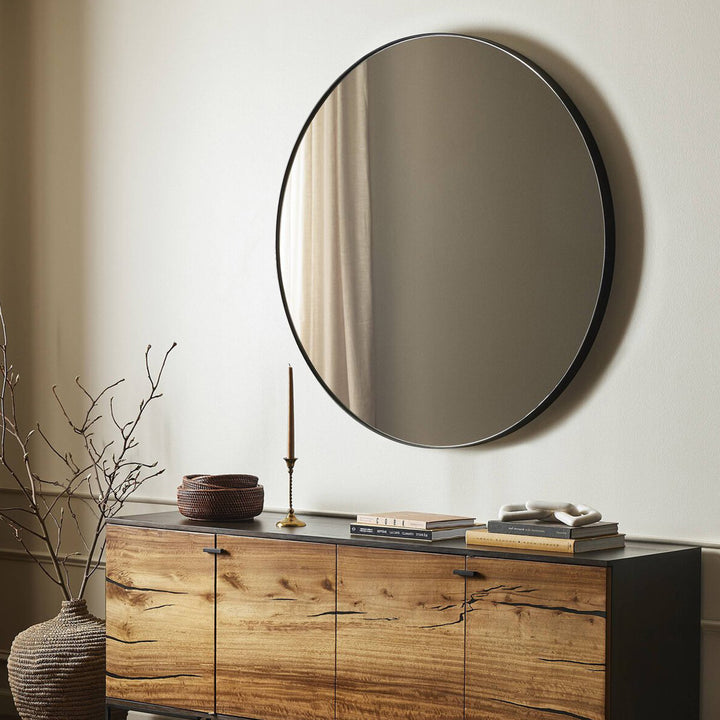Bellvue Round Mirror Rustic Black