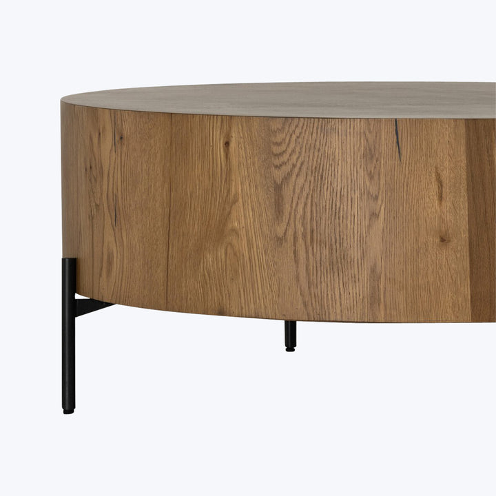 Eaton Drum Coffee Table Amber Oak Resin